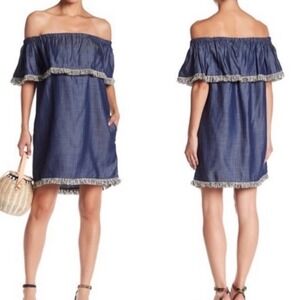 Line + Dot Lennon Off the Shoulder Fringe Dress